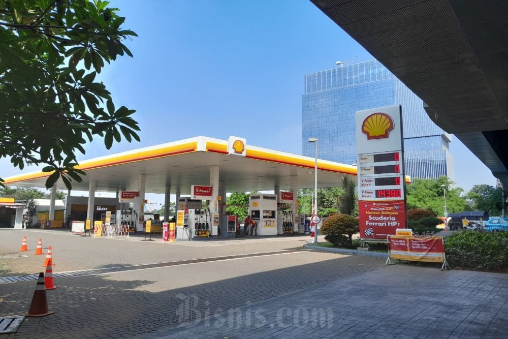 Stok BBM di SPBU Shell di Jl. Letjen M.T. Haryono, Cawang, Kota Jakarta Timur, kosong pada Rabu (27/8/2025). /Bisnis-Mochammad Ryan H