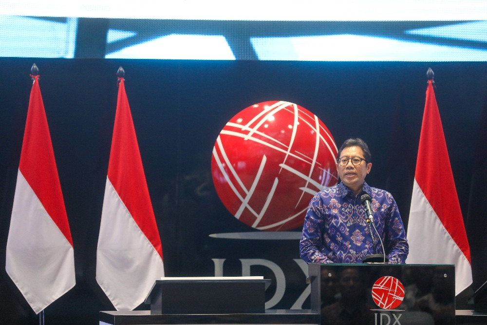 Direktur Penilaian Perusahaan PT Bursa Efek Indonesia (BEI) I Gede Nyoman Yetna memberikan paparan saat pembukaan perdagangan di Bursa Efek Indonesia di Jakarta, Rabu (8/1/2025)./JIBI/Bisnis/Abdurachman