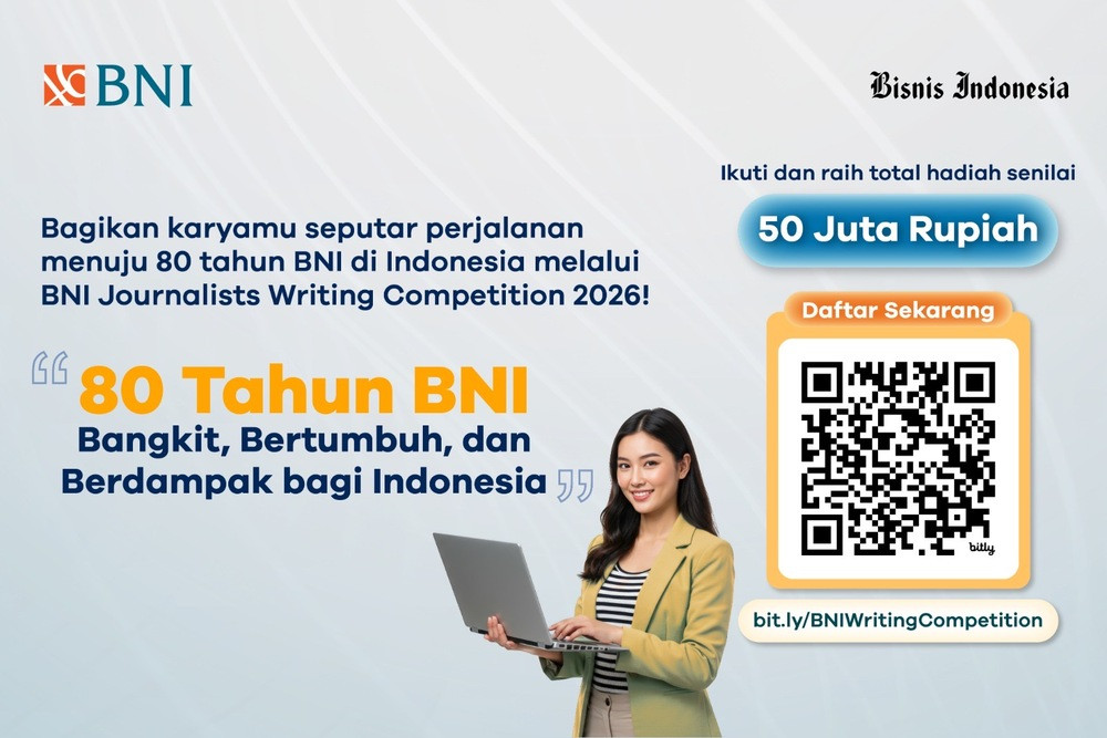 Sambut HUT 80 Tahun BNI, Bisnis Indonesia Gelar Kompetisi Menulis Berhadiah Rp50 Juta