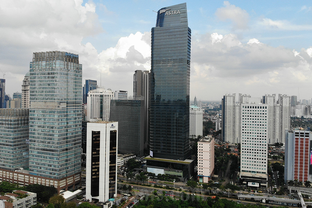 Aerial foto gedung Menara Astra yang ada di Jalan Sudirman, Jakarta Pusat. Bisnis/Himawan L Nugraha