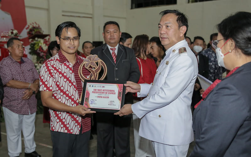 Kendaraan hias (float) PT Pupuk Kalimantan Timur (Pupuk Kaltim) raih penghargaan The Most Outstanding Presentation of Flower, pada ajang Tomohon International Flower Festival (TIFF) 2022./JIBI-Istimewa