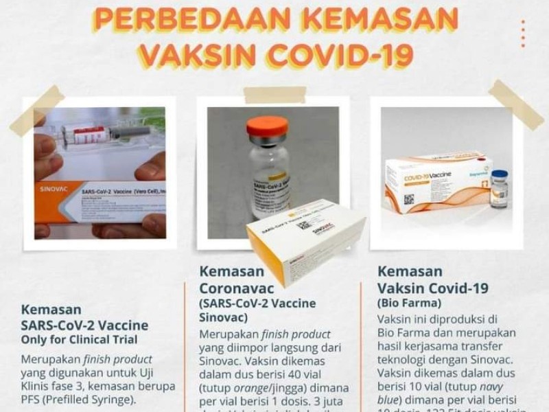 Kenali 3 Kemasan Vaksin Covid-19 Sinovac di Indonesia