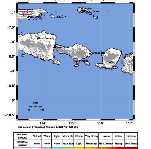 BMKG Umumkan Gempa Berkekuatan 3,0 Magnitudo Terjang Bali Selatan