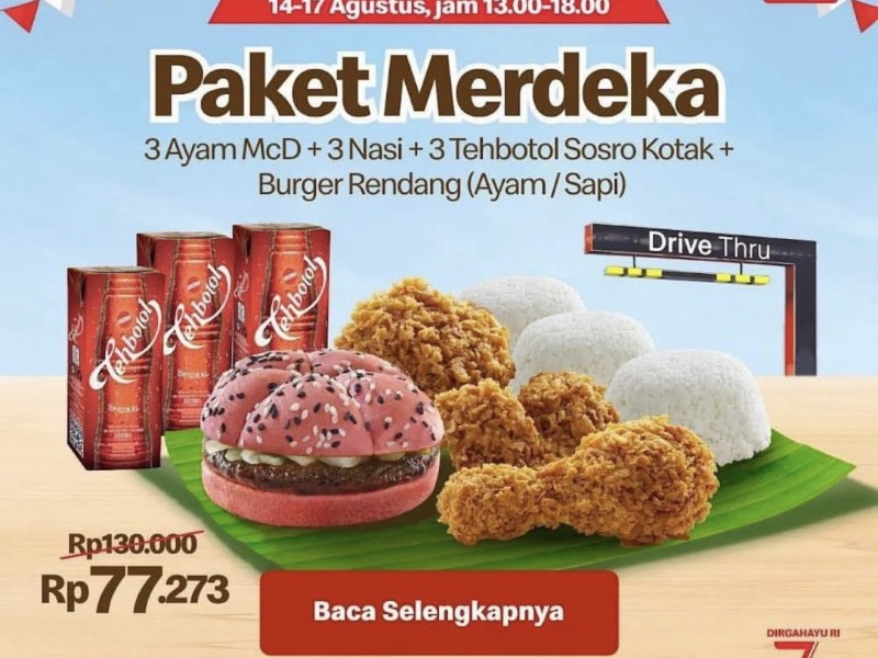 Kumpulan Promo Kuliner 17 Agustus: McD, Ichiban Sushi, Street Boba Harga Rp17 Ribu