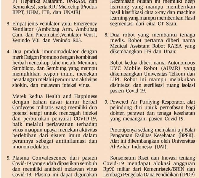 Covid-19, Momentum Kebangkitan Riset & Inovasi Dalam Negeri 