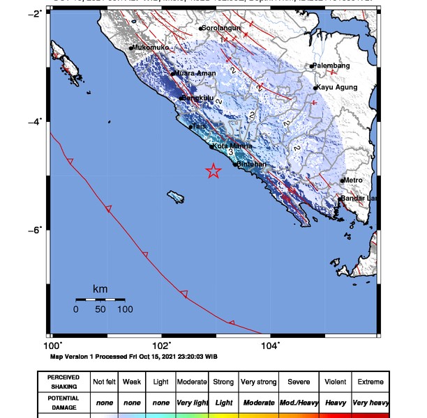 BMKG: Gempa Magnitudo 5,0 Guncang Kaur, Bengkulu