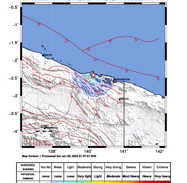 BMKG: Gempa Magnitudo 4,2 Guncang Jayapura