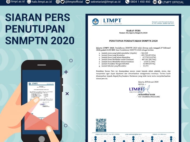 Pendaftaran SNMPTN Ditutup, Total 493.750 Siswa Mendaftar