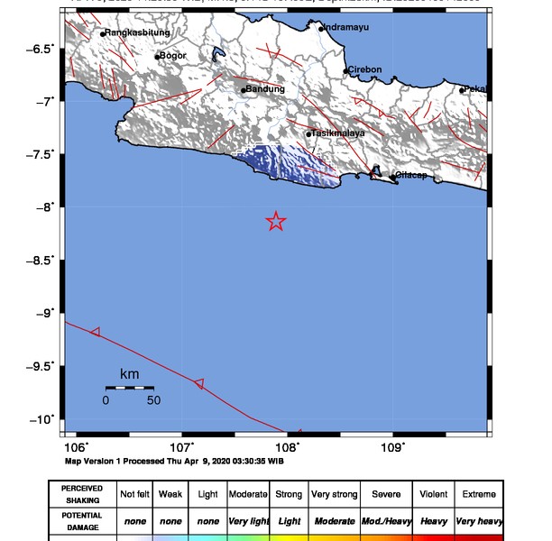 Gempa Magnitudo 4,3 Guncang Pangandaran