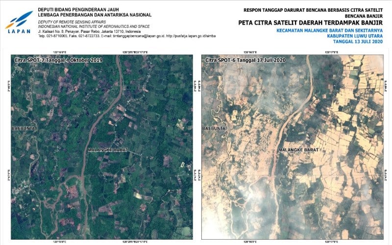 Begini Citra Satelit Luwu Utara Sebelum & Sesudah Banjir Bandang