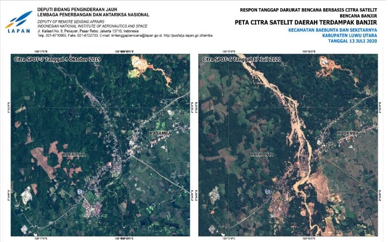 Begini Citra Satelit Luwu Utara Sebelum & Sesudah Banjir Bandang