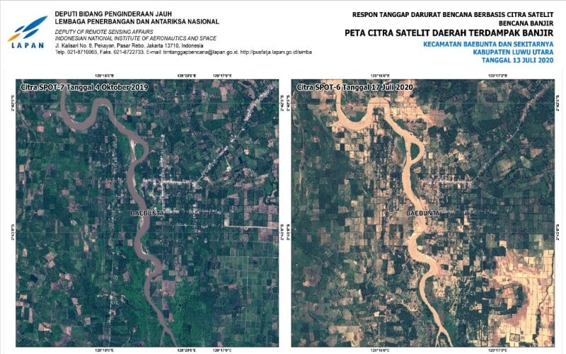 Begini Citra Satelit Luwu Utara Sebelum & Sesudah Banjir Bandang