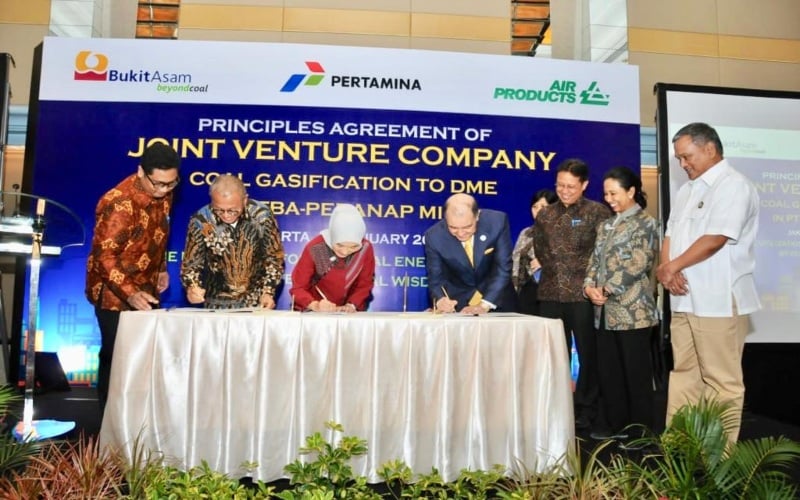 PTBA, Pertamina dan Air Products Sepakat Bentuk Perusahaan Clean Energy Mulai dari Syngas Hingga DME