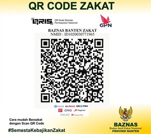 QRCode pembayaran zakat fitrah Baznas Banten