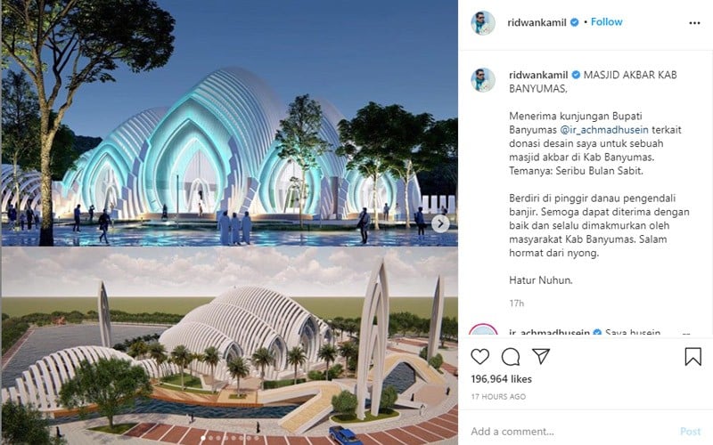 masjid agung purwokerto rancangan ridwan kamil