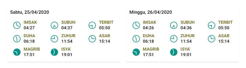 Jadwal Buka Puasa dan Imsak DKI Jakarta 25-26 April 2020