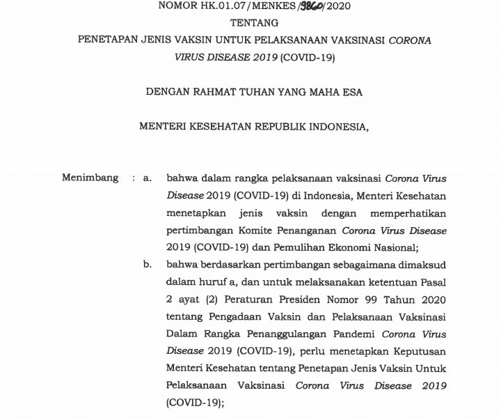 Pemerintah Tetapkan 6 Vaksin Covid-19 yang Akan Dipakai di Indonesia, Ini Perinciannya