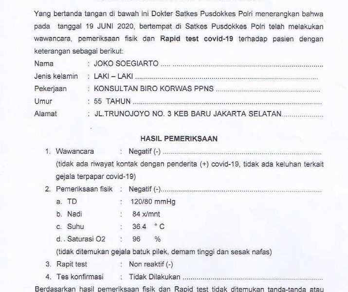 Polri Akui Terbitkan Surat Bebas Covid-19 untuk Djoko Tjandra