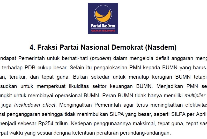 Sah jadi UU, Ini Pandangan 9 Fraksi DPR terhadap RUU APBN 2022