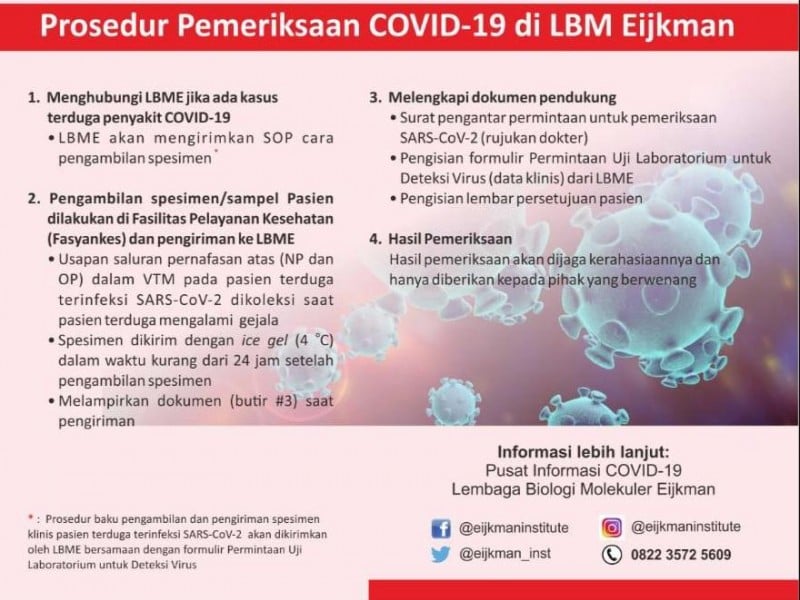 Begini Cara Tes Virus Corona di Lembaga Eijkman