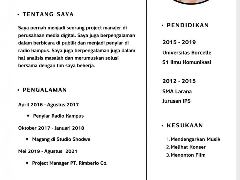 Contoh CV Mahasiswa