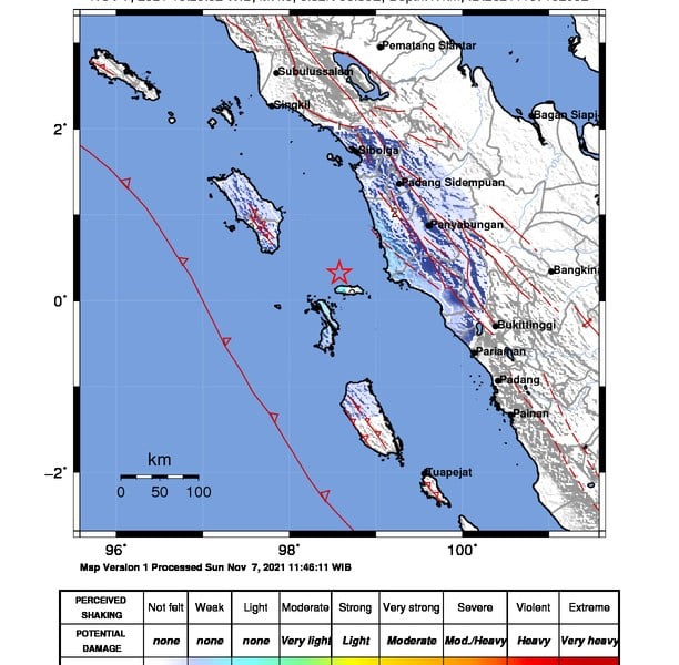 Padang Sidempuan Diguncang Gempa Magnitudo 4,8 