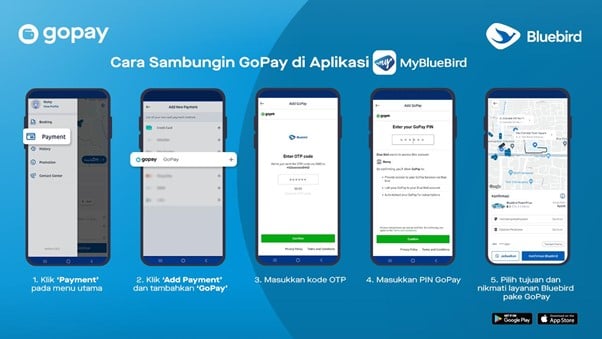 Cara Bayar Argo Taksi Bluebird Pakai GoPay