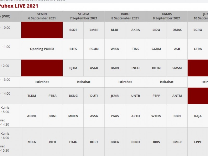 Jadwal Public Expose Live 2021: 6-10 September, Cek Emiten di Sini! 