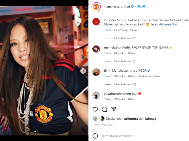 Pakai Jersey The Red Devils, Jennie BLACKPINK Di-Notice Manchester United