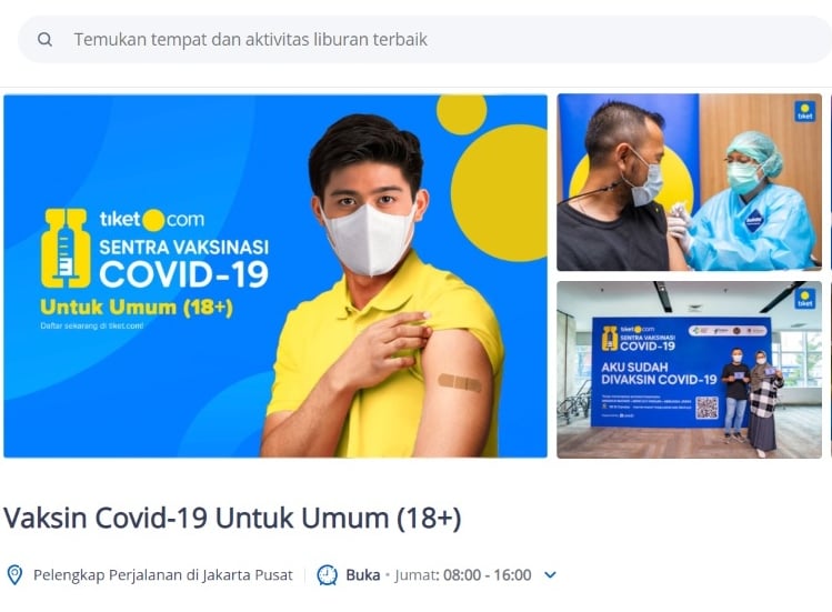 pendaftaran vaksin virus corona tiketcom gratis di jakarta