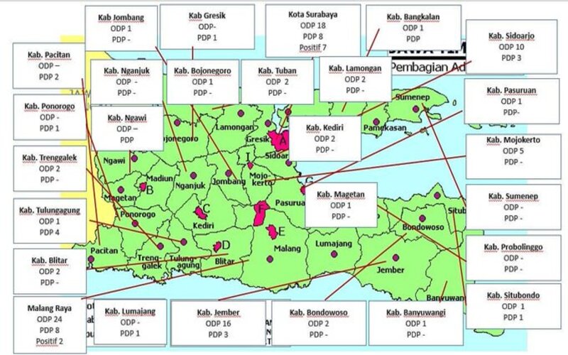 Surabaya dan Malang Masuk Zona Merah Corona