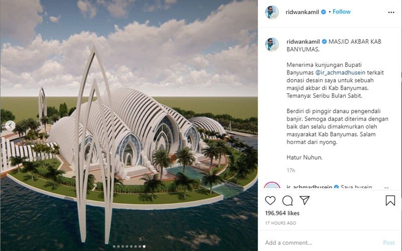 masjid agung purwokerto rancangan ridwan kamil