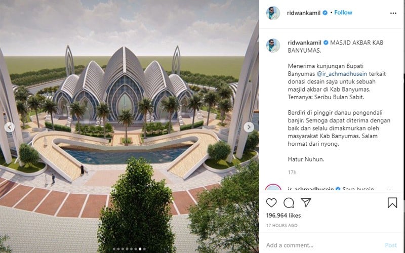 masjid agung purwokerto rancangan ridwan kamil