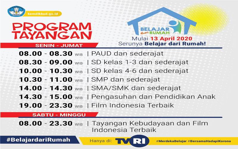 Tayang Hari Ini, Cek Jadwal Program Belajar dari Rumah di TVRI