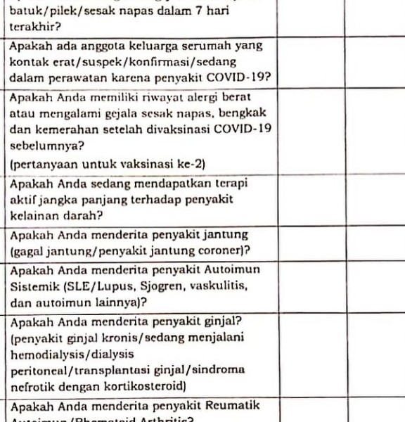 Penting Diketahui, Daftar Skrining Sebelum Suntik Vaksin Covid-19 Sinovac