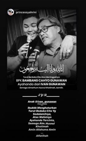 ayah ivan gunawan meninggal dunia