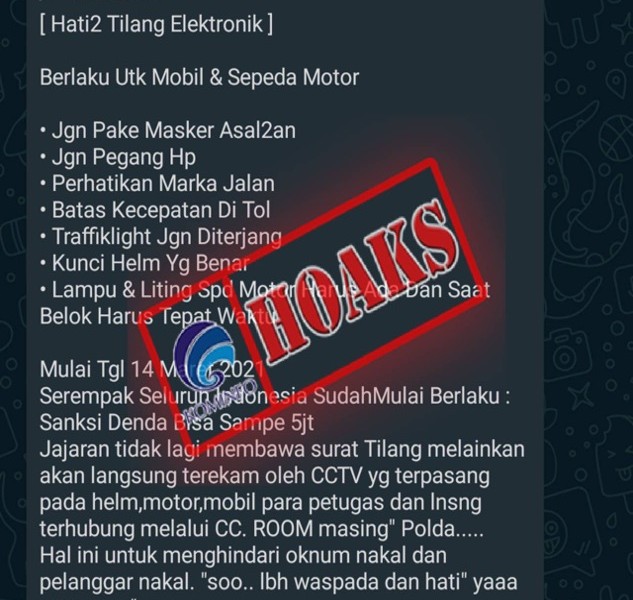 Cek Fakta : Tilang Elektronik Berlaku 14 Maret 2021