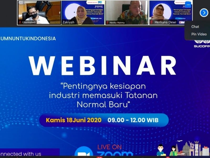 Webinar yang digelar Sucofindo dengan tema “Pentingnya Kesiapan Industri Memasuki Tatanan Normal Baru