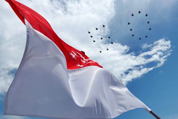 Presiden Jokowi dan Lee Hsien Loong Menonton Aerial flypast