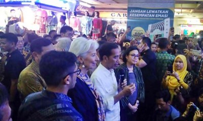 Presiden Jokowi Ajak Christine Lagarde Blusukan ke Pasar Tanah Abang