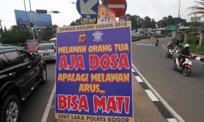 Ada Spanduk Peringatan Unik Buat Pemudik di Bogor