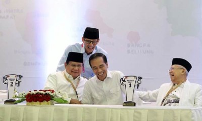 Keakraban Pasangan Capres Jokowi dan Prabowo di KPU
