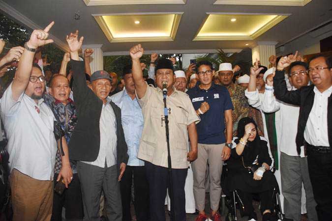 Prabowo Subianto dan Sandiaga Uno Deklarasi Kemenangan Pilpres 2019
