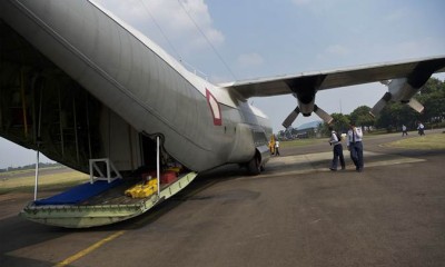 Jenazah Ibu Ani Yudhoyono Dijemput Menggunakan Pesawat Hercules C-130