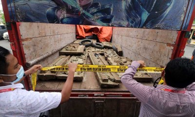 Polresta Kediri Berhasil Membekuk Pencuri  25 relief pada 8 Makam Kuno Tionghoa di Pegunungan Klotok