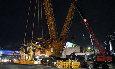 Pemasangan Balok Girder Proyek Jalan Tol Becakayu