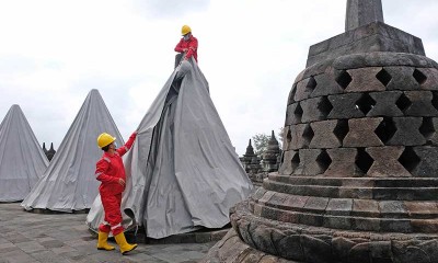 Aman Dari Ancaman Erupsi Merapi, Penutup Candi Borobudur Kembali Dibuka