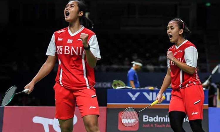  Amalia Cahaya Pratiwi/Febriana Dwipuji Kusuma Menang Melawan Ganda Putri Prancis saat Piala Thomas Uber 2022