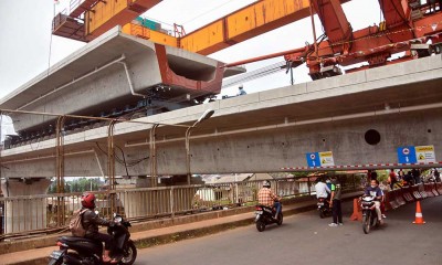 Pemasangan Box Girder Proyek Kereta Cepat Jakarta-Bandung Membuat Jembatan Antelope di Bekasi Jadi Pendek