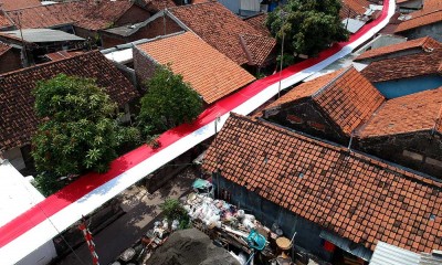 Bendera Merah Putih Sepanjang 150 Meter Menghiasi Kota Tegal